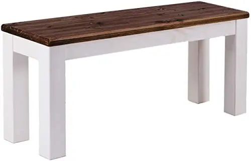 Produktbild: B.R.A.S.I.L.-Möbel Brasilmöbel Sitzbank 100 cm Rio Classico Eiche Weiss Massivholz aus Pinie, Verschiedene Größen & Farben, ideal für Esszimmer & Küche