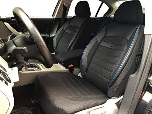 Produktbild: Sitzbezüge k-maniac kompatibel mit Volvo V70 I Universal schwarz-blau Autositzbezüge Set Vordersitze Autozubehör Innenraum Auto Zubehör Kunstleder V2312100 Sitzschoner