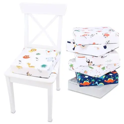 Produktbild: Kindersitzerhöhung Sitzerhöhung Stuhl Kind 32x32x8 cm - Sitzkissen Kinder Booster Seat Stuhlerhöhung Kissen für Kleinkind beim Esstisch Stuhlkissen und Babysitz Safari
