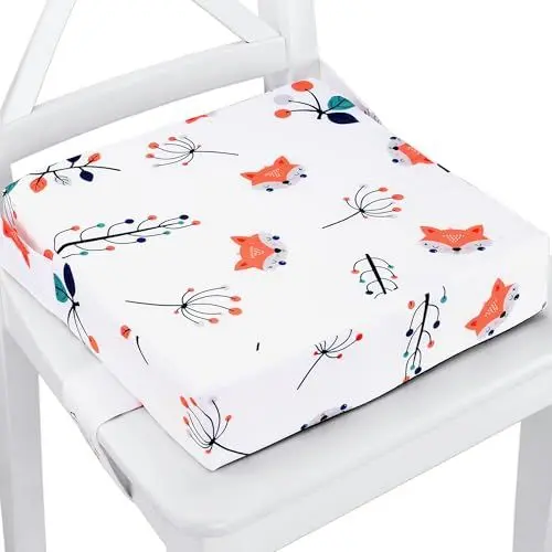 Produktbild: Kindersitzerhöhung Sitzerhöhung Stuhl Kind 32x32x8 cm - Sitzkissen Kinder Booster Seat Stuhlerhöhung Kissen für Kleinkind beim Esstisch Stuhlkissen und Babysitz Fuchs