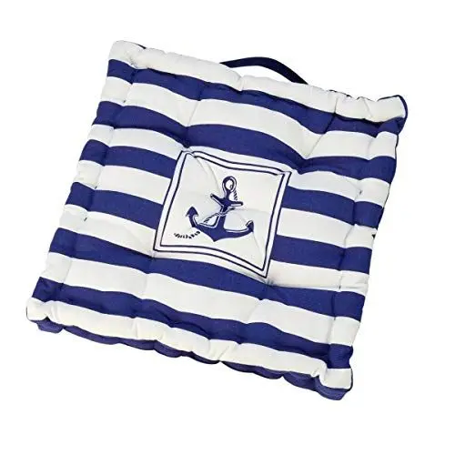 Produktbild: Sitzkissen Anker - Bodenkissen - Stuhlkissen - Deko Kissen - Maritime Deko - Bezug 100% Baumwolle, Füllung 100% Polyester - Blau, Weiß - für Bänke & Stühle - ca. 40 x 40 x 8 cm