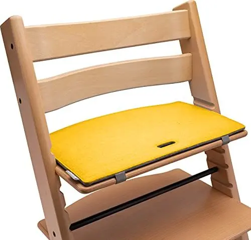 Produktbild: Sitzkissen Hochstuhl kompatibel mit Stokke Tripp Trapp Hochstuhl (gelb/grau) Sitzpolster Kissen Sitzauflage Stuhl Polster Auflage Filz - Zubehör für Kinderstuhl Holz Treppenhochstuhl | Mahona