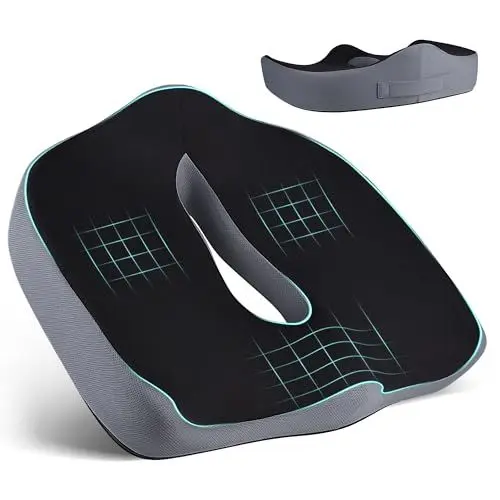 Produktbild: Sitzkissen Orthopädisch, Ergonomisches Sitzkissen Bürostuhl für Fördert Durchblutung und Entlastet das Steißbein, Orthopädisches Sitzkissen aus Memory-Schaum für Auto & Bürostuhl, Rollstuhlkissen