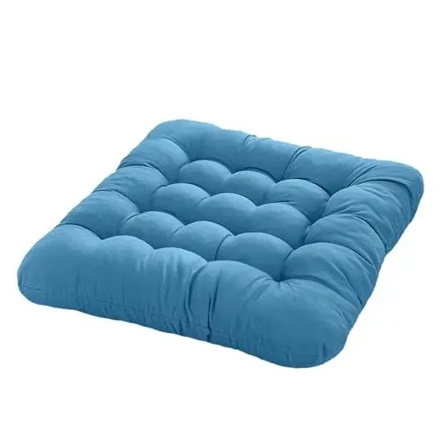 Produktbild: Sitzkissen Sitzkissen 40x40x5cm mit Bändern für Indoor und Outdoor Kissen weiche Stuhlunterlage Dekokissen Stuhlkissen Zierkissen Gartenkissen (Rosa)