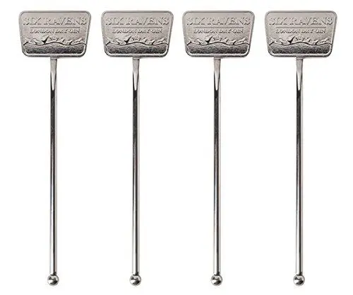 Produktbild: Six Ravens Gin Tonic Stirrer Rührstab Barlöffel Set | 4X Stirrer | Hochwertiger Edelstahl | Ideales Gin Tonic Zubehör für die professionelle Zubereitung