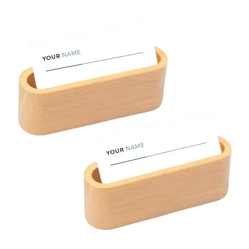 Produktbild: Sixfolo 2 Stück Visitenkartenständer Holz Visitenkartenhalter Desktop Visitenkartenetui Display Visitenkarten Aufbewahrung Holz Einlagiger Visitenkartenhalter für Schreibtisch Büro Organizer