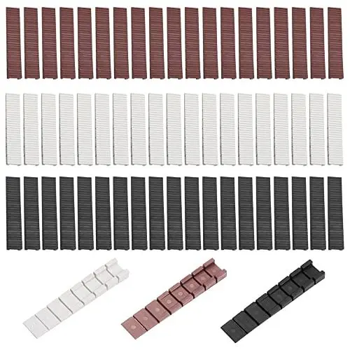 Produktbild: Sixfolo 60 Stück Möbelkeile,Möbelbein Nivellierunterlagen Unterlegplatten Kunststoff Möbel Unterlegkeile Klein mit Integrierten Soll-Bruchstellen für Möbel, Tisch, Stuhl, Schrank(Schwarz,Weiß,Braun)