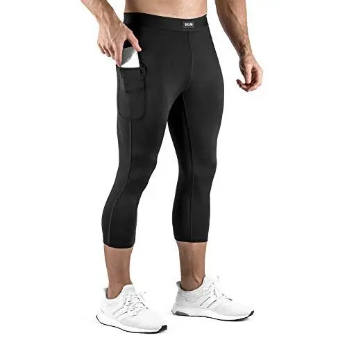 Produktbild: Sixlab 3/4 Leggings Herren mit Smartphone Tasche Fitness Gym Shorts (Schwarz, S)