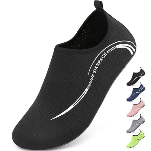 Produktbild: Sixspace Badeschuhe Herren Wasserschuhe Schwimmschuhe Männer Frauen Strandschuhe Aquaschuhe Barfußschuhe(Schwarz 45 EU)