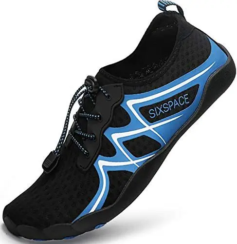 Produktbild: Sixspace Damen Herren Badeschuhe Wasserschuhe Schwimmschuhe Männer Frauen Strandschuhe Aquaschuhe Barfußschuhe für Strand,Pool,Meer,Wassersport,Tauchen,Surfen,Aqua Cycling (Schwarz/Blau 40 EU)