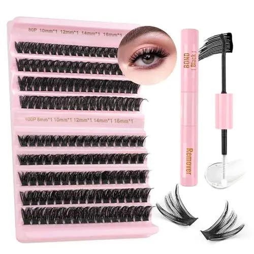 Produktbild: Sixstarhair Diy Lash Extension Set Volumen Wimpernverlängerung Set 80D +100D Individuelle Wimpern Extensions Set Natürliches Cluster Lashes mit Bond und Remover Fluffy Einzelne Wimpern Set