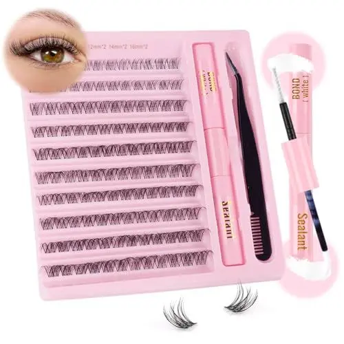 Produktbild: Sixstarhair Einzelne Wimpern Kit Cluster Lashes with Durchsichtigem Band 120 Stück DIY Lash Extension Set 8-16mm Wimpernverlängerungen Heimwerker zu Hause Individuelle Wimpern Extensions