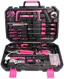 Produktbild: SIXTOL Home PINK 128 Werkzeugset im Koffer | Für den Heimgebrauch | Werkzeug-Koffer | Schrauber-Bits | robust, hochwertig | ideal für den Haushalt o. die Garage | praktische Kunststoffkoffer | Rosa