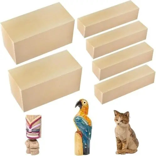 Produktbild: SIYINGSAERY 6 Stk Schnitzholz Holzblöcke Lindenholz 2 Größe Rohlinge Balsaholz zum Schnitzen Unbehandelt Basswood Schnitzholz DIY Holzschnitzen Carving Blocks für Handwerk DIY Schnitzen