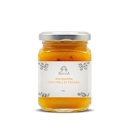 Produktbild: RACILIA Sizilianische Mandarinenmarmelade mit Orangenblütenhonig - 100% Sizilianische Marmelade, Glutenfrei, Italienisch - 240g