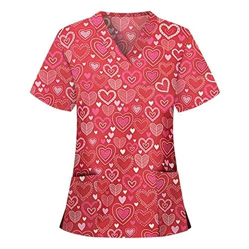 Produktbild: Sizoer Schlupfkasack Für Damen Pflege 2022 V-Neck Berufsbekleidung Krankenschwester Kleidung Uniformen Damen Comfy Mit Taschen Schlupfjacke Bunte kasacks Damen Schlupfhemd Pflege Arbeitskleidung