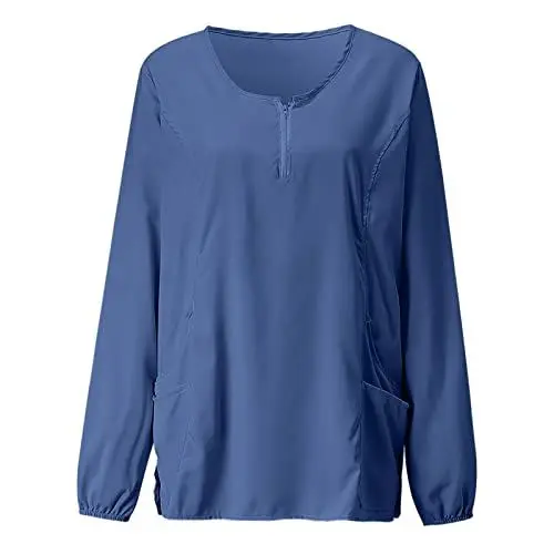 Produktbild: Sizoer Weihnachten Kasacks Damen Pflege Kurzarm Hemd Damenkasack Schlupfjacke V-Neck Arbeitskleidung Frau Kurze Armel Uniform Berufsbekleidung Schlupfhemd Uniform Mit Motiv Tops Working Uniform