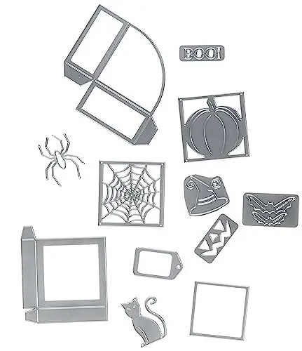 Produktbild: Sizzix 12PK Spooky by 664577 Thinlits Schneide-Set, 12 Stück, Georgie Evans, Box Gruselige Silhouette, Einheitsgröße