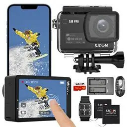 Produktbild: SJCAM SJ8Pro Action Cam 4K 60fps, 2.33'' Touchscreen Action Kamera 170° FOV 8X Zoom Sechs-Achsen EIS, Unterwasser 40M wasserdichte Helmkamera mit 32G SD Karte und Kits