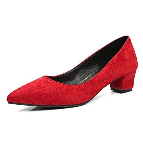 Produktbild: SJJH Damen Elegant Pumps mit Blockabsatz Schuhe für Datierung & Arbeit (Red, 33 EU)