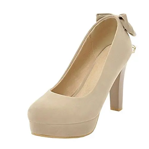 Produktbild: SJJH Damen Süß Blockabsatz Plateau Pumps mit Bogen