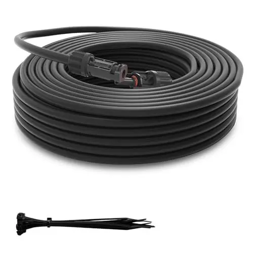 Produktbild: SJZ SUN RUN Solarkabel 6mm² 35m Verlängerung PV kabel Verlängerungskabel, Doppelt isolierter, UV-beständig mit Multi-Contact 4 Stecker, für photovoltaik kabel, Balkonkraftwerk Solarpanel,Schwarz