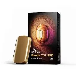 Produktbild: SK Hynix Beetle X31 1TB Extern SSD USB C 3.2 Gen2 mit DRAM | bis zu 1050 MB/s | Portable Externe Festplatte kompatibel mit Windows PC, Mac, Tablet, Android Smartphone, Spielkonsolen (Champagne Gold)