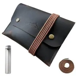 Produktbild: SK Wild Ones®Echtledertasche Zunderbeutel z Aufhängen & Schnürbar Mittelalter Beutel - Kulturtasche Ledertasche für Survival Kit – Feuerstahl Outdoor Gadget Set Feuerstein Ewiges Streichholz Bushcraft