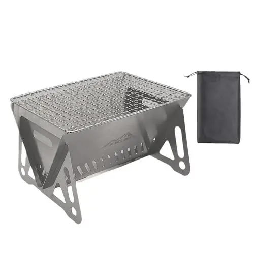 Produktbild: SK Wild Ones® Faltbarer Barbecue Camping Grill mit Tragetasche - holzkohlegrill edelstahl - Portable BBQ Grill - Campinggrill Klappbar - faltgrill outdoor - Campinggrill Holzkohle