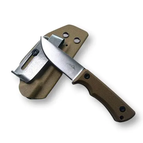 Produktbild: SK Wild Ones® Neck Knife Messer - Outdoor Neckknife Survival - Halskette Messer feststehende Klinge - Gürtelmesser mit G10 Griff - EDC Messer Outdoor Messer - 440 C Edelstahl Braun Bragi 42a