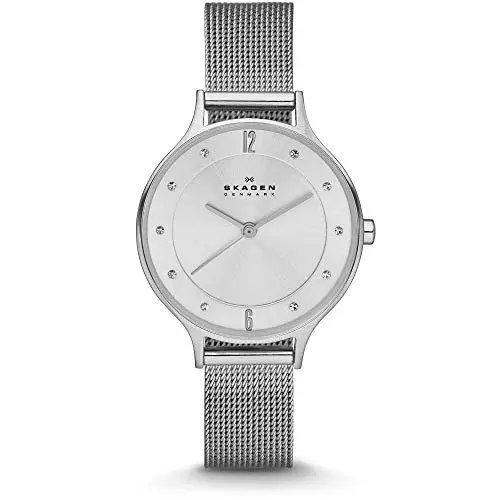 Produktbild: Skagen Anita Lille Uhr für Damen, Quarzwerk mit Edelstahl- oder Lederarmband, Silberton und Weiß, 30MM