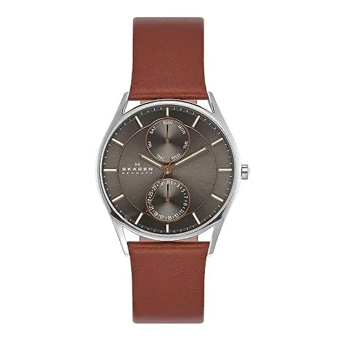 Produktbild: Skagen Herrenuhr Holst Chronograph, Quarz Multifunktionswerk, 40mm Silbernes Edelstahlgehäuse mit Lederarmband, SKW6086