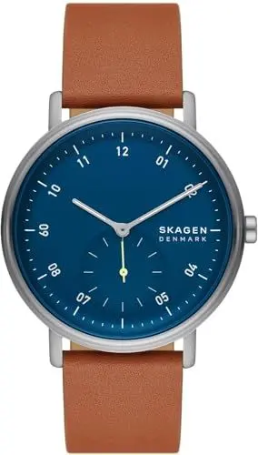 Produktbild: Skagen Herrenuhr Kuppel quarz/3 Zeiger Uhrwerk 44mm Gehäusegröße mit einem Lederarmband SKW6888, Blau