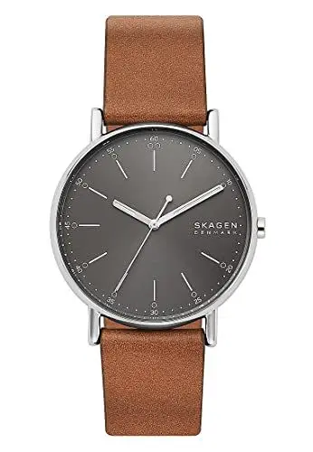 Produktbild: Skagen Herrenuhr Signatur, Dreizeiger Uhrwerk, 40mm Silbernes Edelstahlgehäuse mit Lederarmband, SKW6578