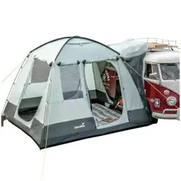 Produktbild: Skandika Busvorzelt Pitea Van | für 4 Personen, freistehend, eingenähter Zeltboden, 2,2 m Stehhöhe, große Fenster, wasserfest, 3000 mm Wassersäule, Moskitonetze, 3 x 3 m, Kuppelzelt für Bus, Caddy