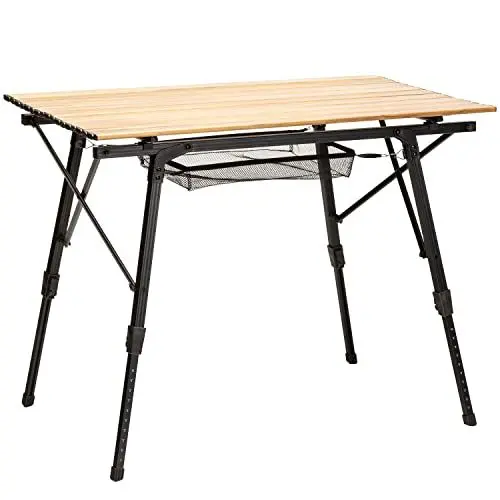 Produktbild: Skandika Campingtisch Jamsa | klappbar, höhenverstellbar, mit Netzablage, 4,1 kg leicht, bis 50 kg belastbar, 90 x 52 cm Tischplatte, wetterfest | Klapptisch für Camping, Garten