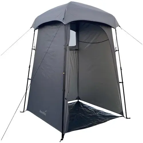 Produktbild: Skandika Duschzelt Quick Start | Pop-up Umkleidezelt mit 210 cm Stehhöhe, silberbeschichtet, Blickdicht, separater Boden, abdeckbares Fenster mit Moskitonetz, Duschbefestigung | Camping Toilettenzelt