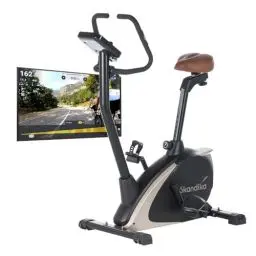 Produktbild: Skandika Ergometer Vinneren Design Hometrainer | Fitness Fahrrad mit Magnetbremssystem, 11kg Schwungmasse, 12 Trainingsprogramme, Tablet-Halterung, Bluetooth, Kinomap, App-Steuerung | schwarz/gold