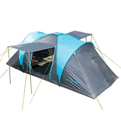 Produktbild: Skandika Kuppelzelt Hammerfest Sleeper Protect für 4 Personen | Eingenähter Zeltboden, Sleeper Technologie mit 2 schwarzen Kabinen, Moskitonetze, 2 m Stehhöhe, 3000 mm Wassersäule