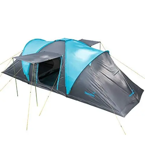 Produktbild: Skandika Kuppelzelt Hammerfest für 6 Personen | Campingzelt mit Sleeper Technologie und eingenähtem Zeltboden, Schwarze Schlafkabinen, 2 m Stehhöhe, 2 Eingänge, Moskitonetze, 3000 mm Wassersäule
