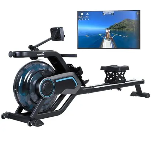 Produktbild: Skandika Wasserrudergerät Nemo V schwarz | Wasser Rudergerät mit Wasserwiderstand, Kinomap App kompatibel, Bluetooth, Computer, Tablet Halterung, platzsparend aufstellbar | Rudermaschine für Zuhause
