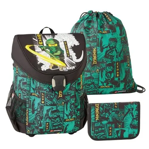 Produktbild: SKANDO BAGS Lego® - Jungen Easy Schulranzenset 3tlg. - NINJAGO®, Green 2023 - Mit Turnbeutel, Federmäppchen (inkl. Aller nötigen Schreibutensilien) - Leichtgewicht und hoher Komfort