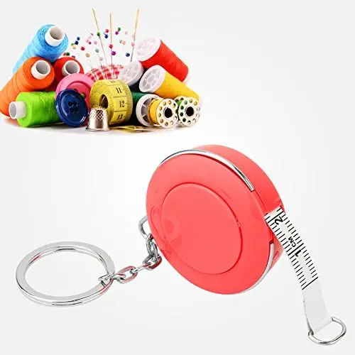 Produktbild: SKC Mini-Maßband aus Kunststoff, Weiches Lineal 1,5 Meter, Buntes Etui, Messung des Taillenumfangs, Kleines Lederetui Zum Messen von Kleidung (Rot)