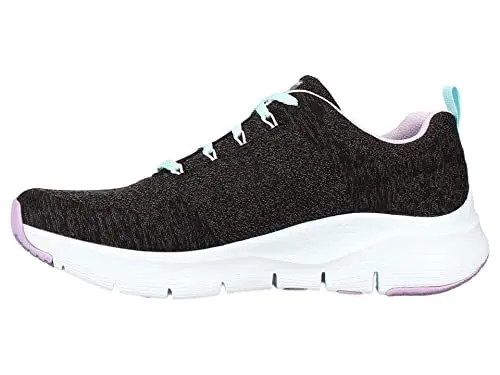 Produktbild: Skechers Damen Arch Fit Comfy Wave Sneakers, Black Knit Lavender Trim, 41 EU