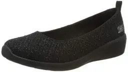 Produktbild: Skechers Damen Arya Sweet Glitz Slip On Sneaker, Black Metallic Knit Black Gunmetal Trim, 39 EU