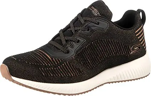 Produktbild: Skechers Damen Bobs Squad Glam League Sneaker, Black Engineered Knit Rose Gold Trim, 39 EU