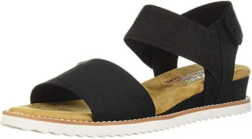 Produktbild: Skechers Damen Desert KISS Knöchelriemchen Sandalen, Black Microfiber Suede/Gore Trim, 38 EU