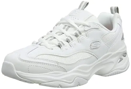 Produktbild: Skechers Damen D'lites 4.0 Fresh Diva Sneaker, Weißes Ledernetz Grauer Rand, 40 EU