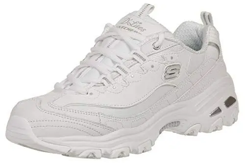 Produktbild: Skechers Damen D'lites Fresh Start Sneaker, White Leather Mesh Silver Trim L, 36 EU