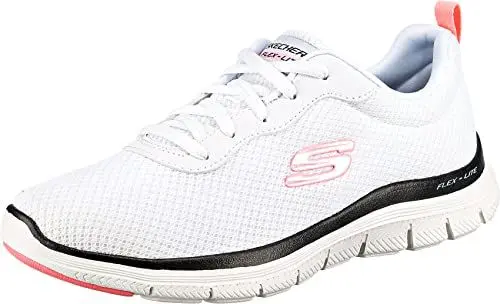 Produktbild: Skechers Damen Flex Appeal 4.0 Brilliant View sneakers,sports shoes, White Mesh Black Pink Trim, 40 EU